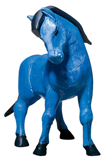 Franz Marc: sculptuur 'Het blauwe paard', handgeschilderde gegoten versie