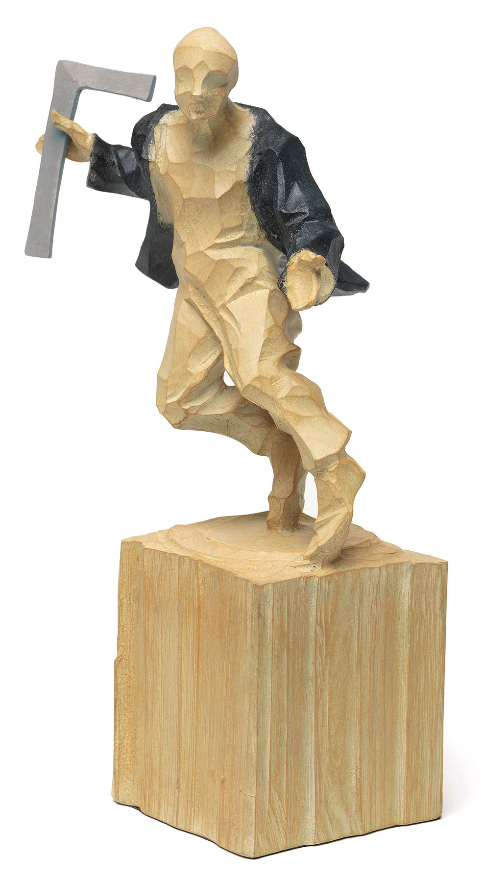 Roman Johann Strobl: Holzskulptur 'Architekt', Kunstguss Holzfinish