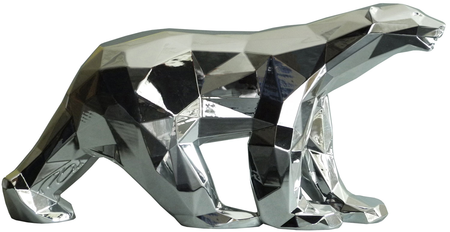 Richard Orlinski: Skulptur 'Eisbär', Kunstguss Metallic-Optik