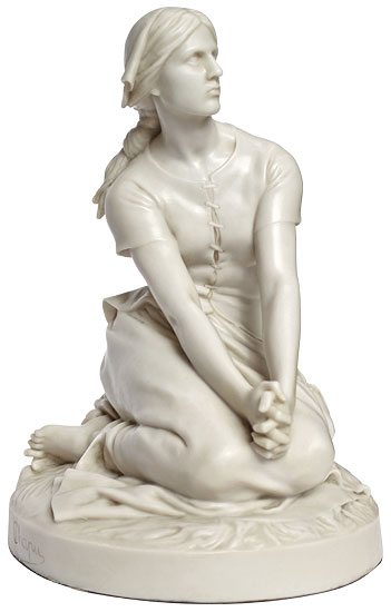 Henri Michel Chapu : Sculpture 'Jeanne d'Arc' (vers 1880), version en fonte de pierre