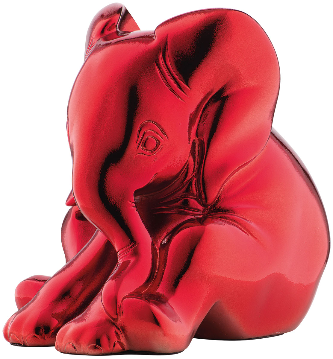 Jagna Weber: sculptuur 'Kleine olifant', gegoten versie in rood metallic