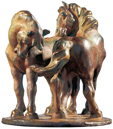 Franz Marc: sculptuur 'Twee paarden' (1908/09), versie in artistiek brons