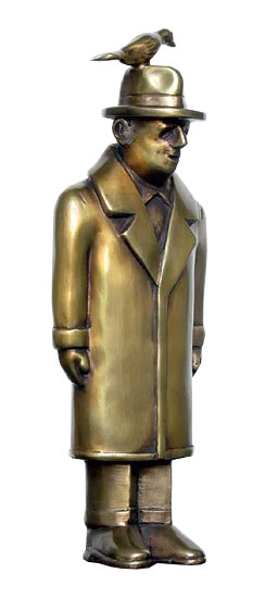 Siegfried Neuenhausen: sculptuur 'De man met de vogel', brons