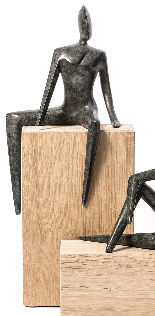 Guy Buseyne: Sculptuur 'Lui', brons op hout