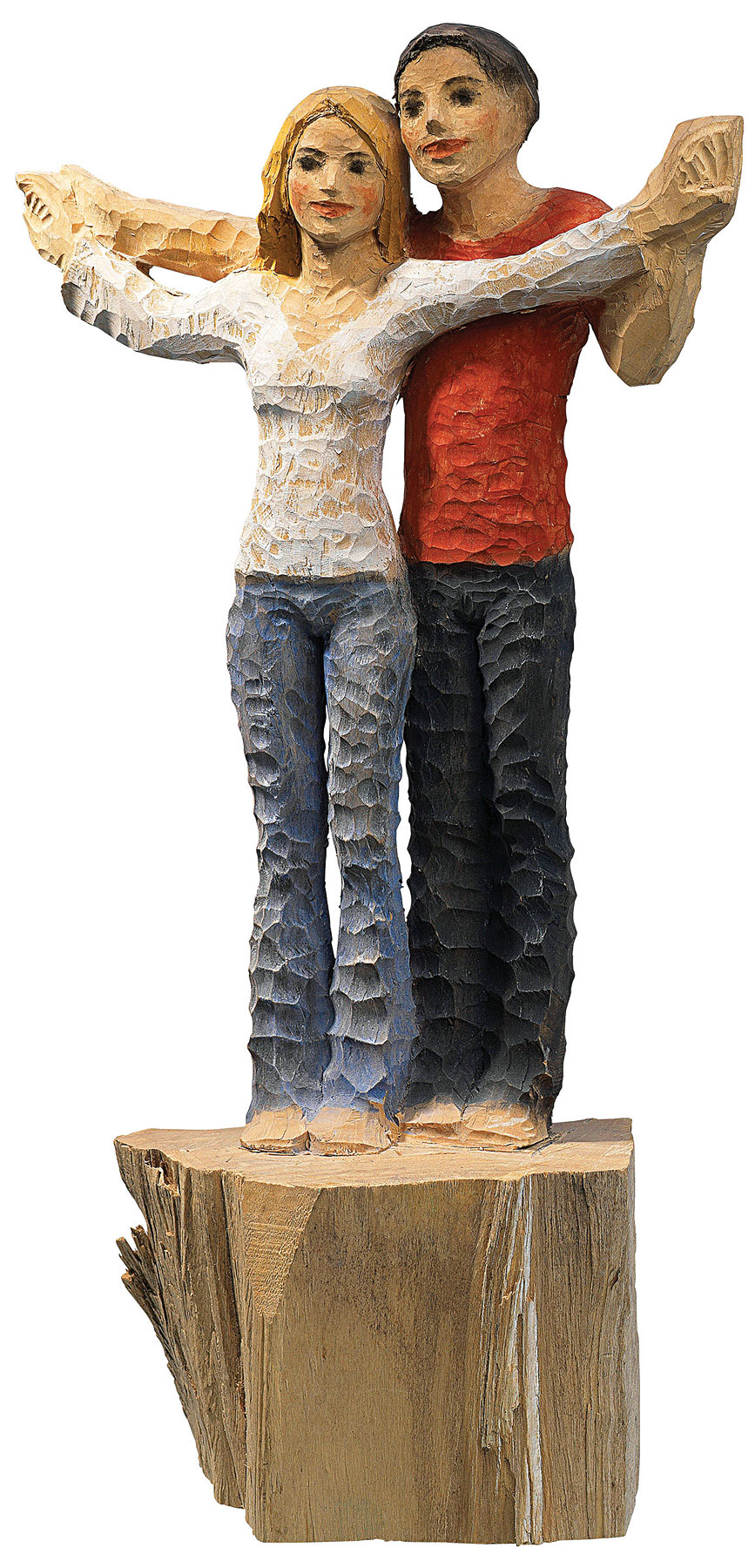 Michael Pickl: Skulptur 'Liebespaar', Kunstguss Holzfinish