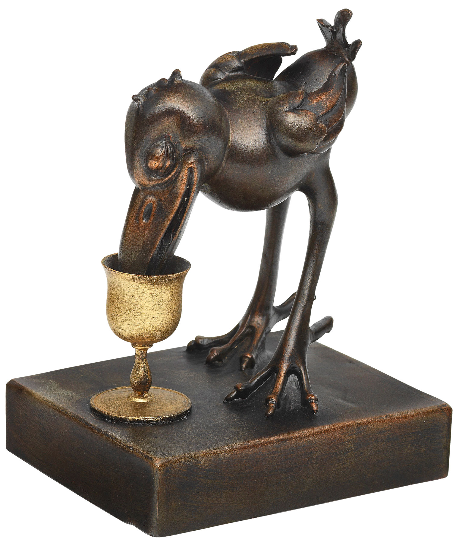 Wilhelm Busch: Skulptur 'Hans Huckebein mit Weinglas', Metallguss