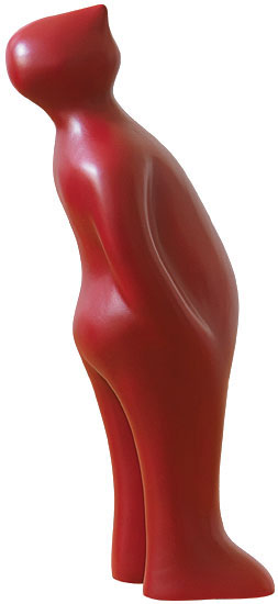 Guido Deleu: Keramische figuur 'De Bezoeker' (miniversie, hoogte 18,5 cm, rubia), sculptuur
