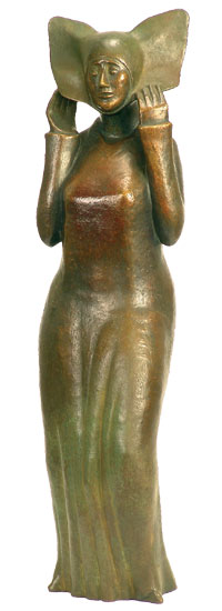 Günter Grass: sculptuur 'Flügelhaube', brons