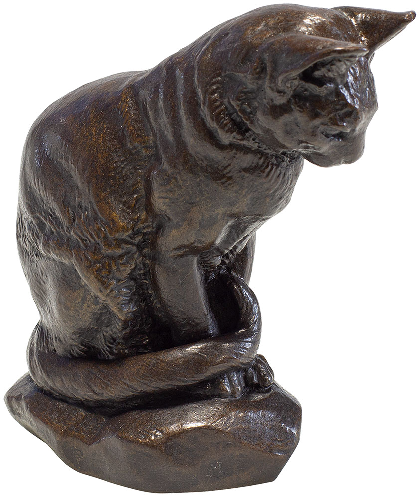 Antoine-Louis Barye: Skulptur 'Katze', Version in Kunstguss