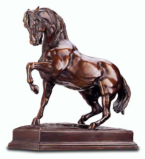 Antoine-Louis Barye: Skulptur 'Stampfendes Pferd' (Originalgröße), Kunstbronze