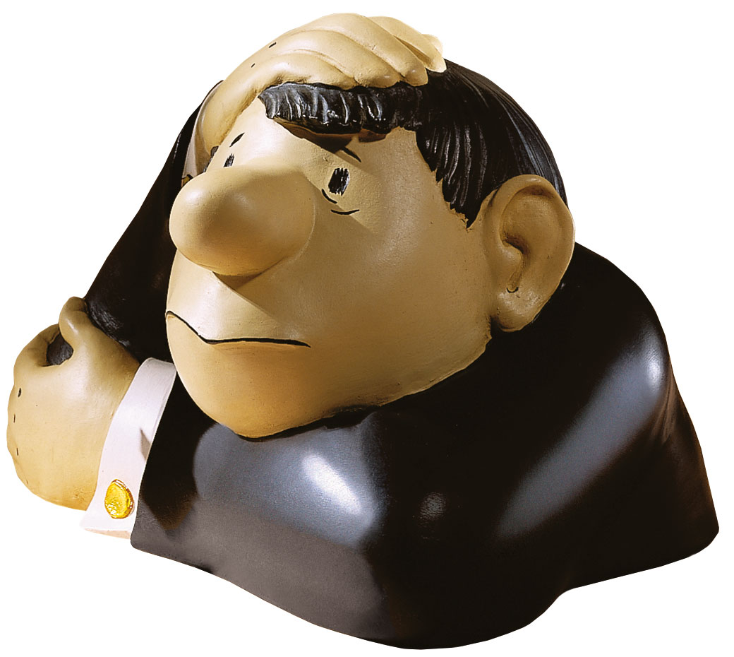 Loriot : Sculpture 'Le penseur', version en fonte d'art peinte à la main