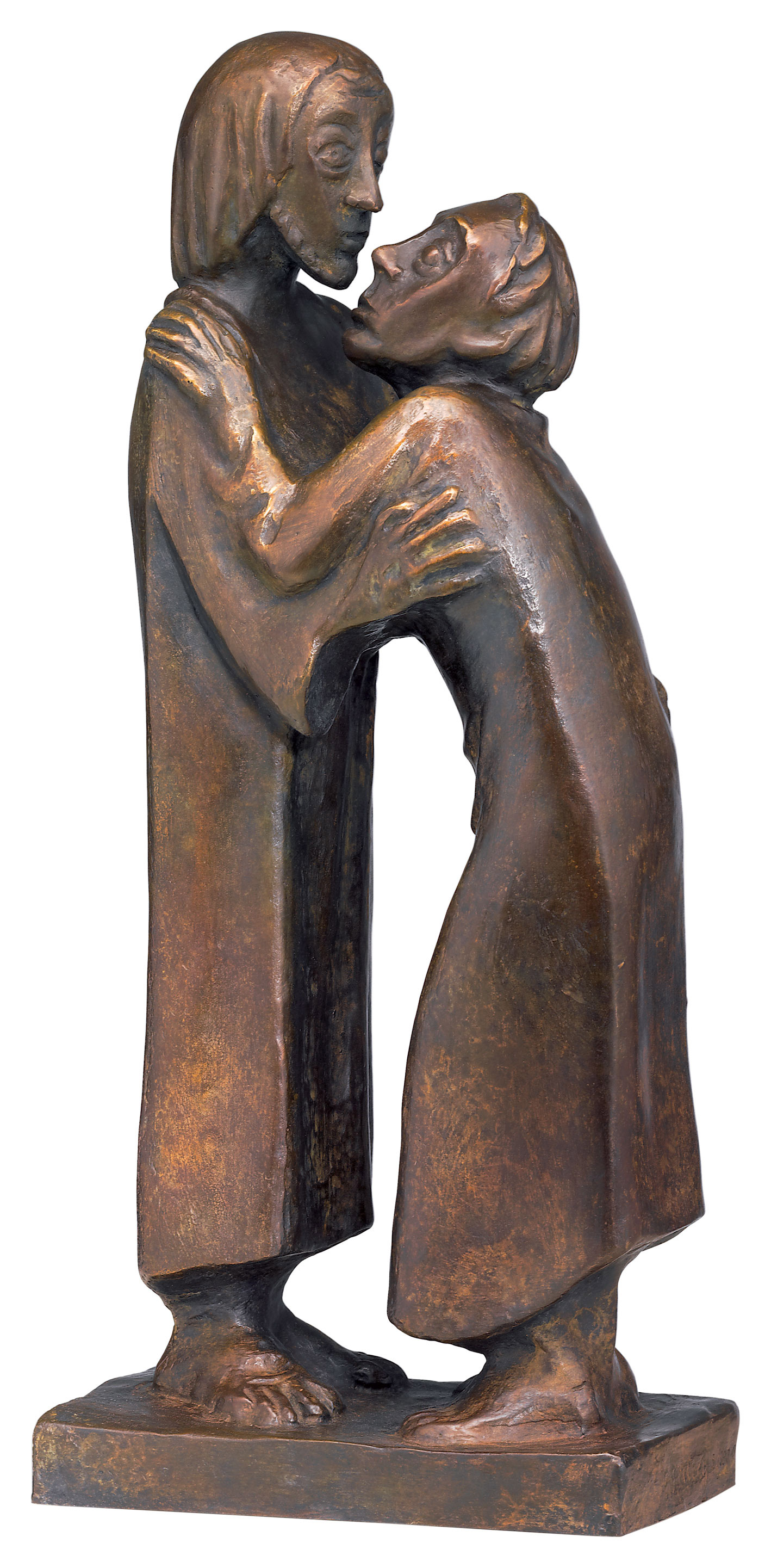Ernst Barlach : Sculpture 'Das Wiedersehen' (1930), réduction en bronze