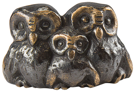 Gerhard Kluckow: Beeld 'Familie uil', brons