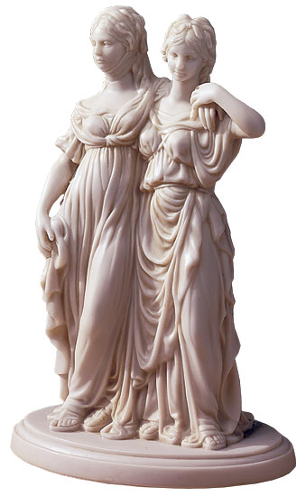 Johann Gottfried Schadow: Skulptur 'Luise und Friederike', Reduktion in Kunstmarmor