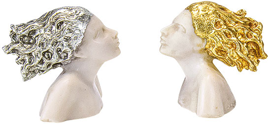 Roman Johann Strobl: Zwei Miniatur-Büsten 'Vision' im Set, Skulptur