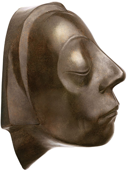 Ernst Barlach : Objet mural 'Tête du monument d'honneur de Güstrower', réduction en bronze, sculpture