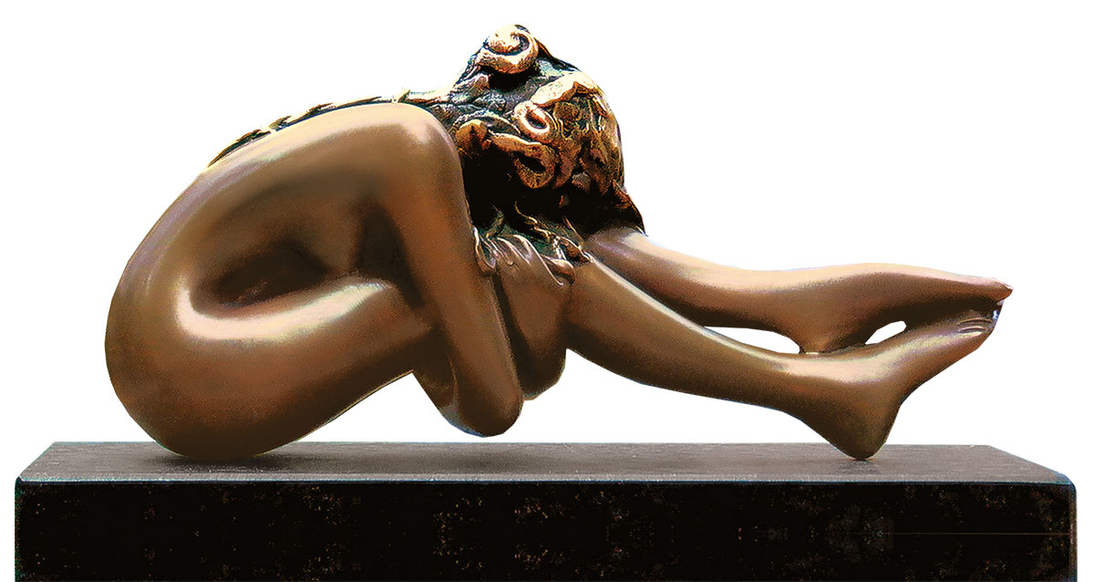 Bruno Bruni: Skulptur 'La Sorella', Bronze auf Steinplatte