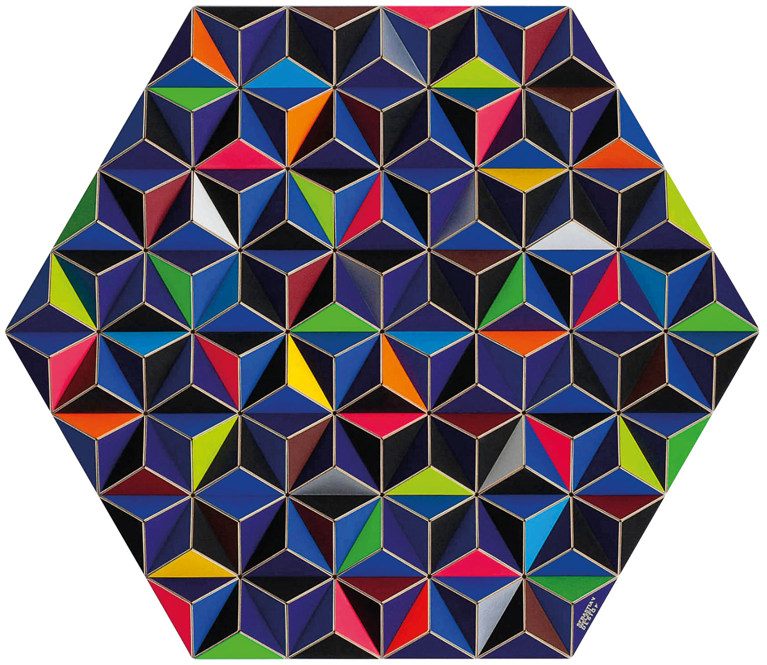 Sebastian Welzel: Design wandobject 'DIS-2 Topography blue hexagon' (2018)