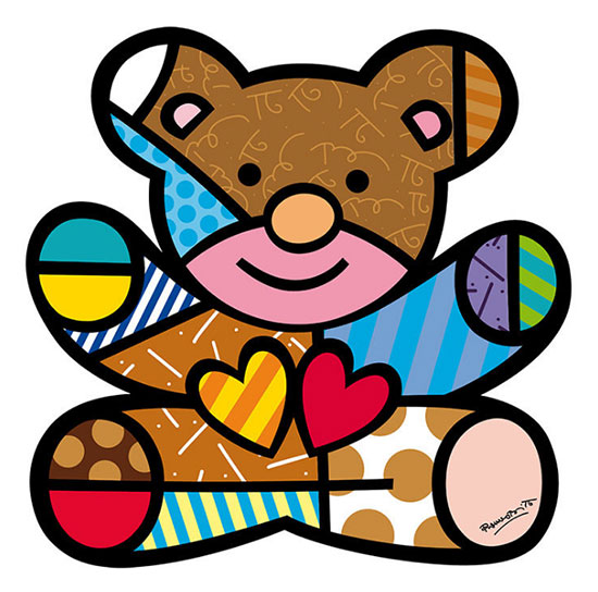 Romero Britto: Art Panel / Wandobjekt 'Bear'