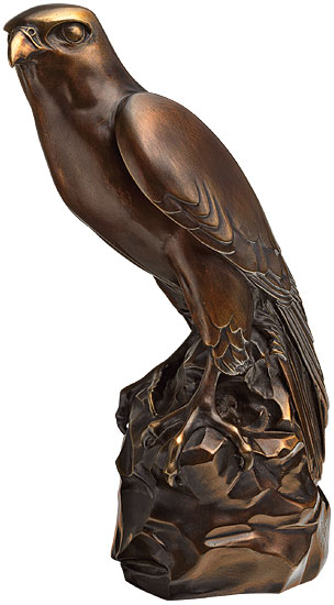 Thomas Schöne: Skulptur 'Falke', Version in Kunstbronze