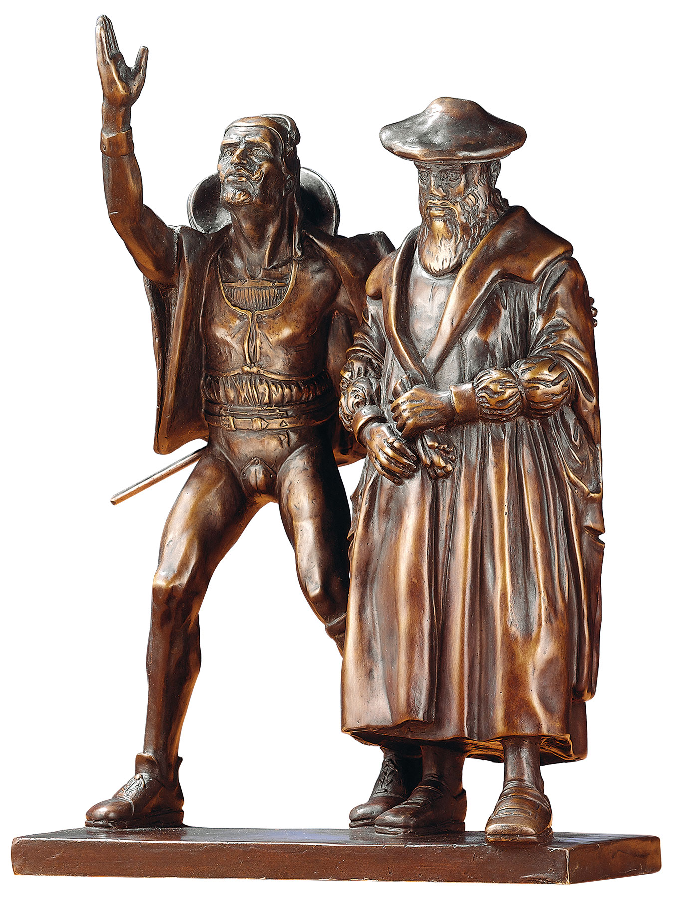 Mathieu Molitor : groupe de sculptures 'Faust et Mephisto', réduction en bronze
