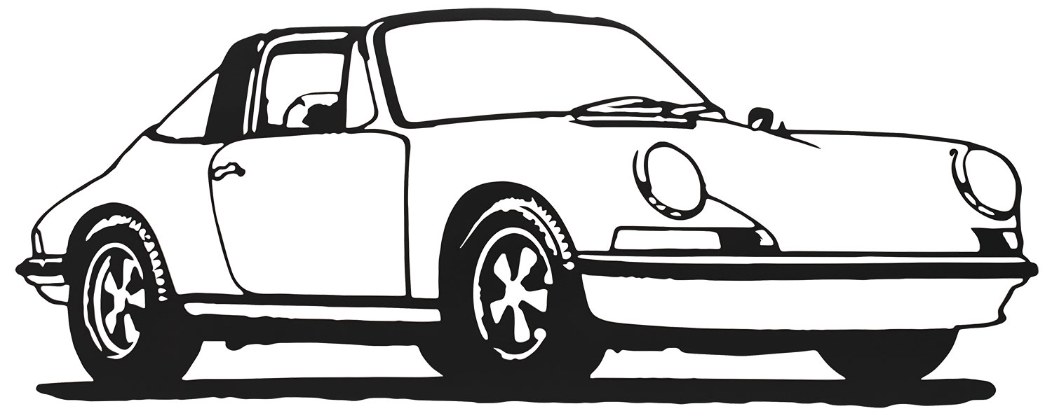 Jan M. Petersen: Muursculptuur 'Porsche 911 Targa Black' (2022)