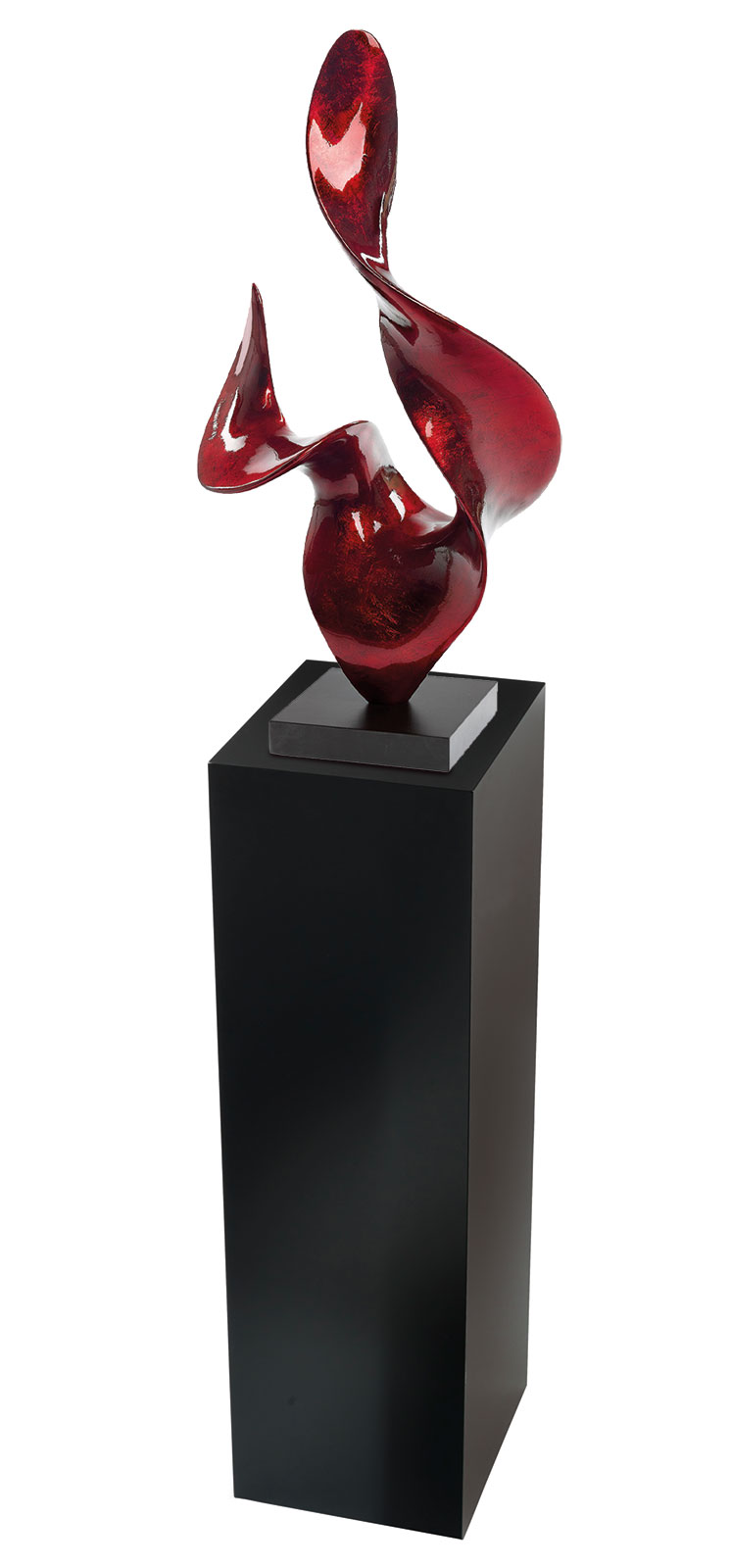 Skulptur 'Firedance' (rote Version) und Dekosäule im Set