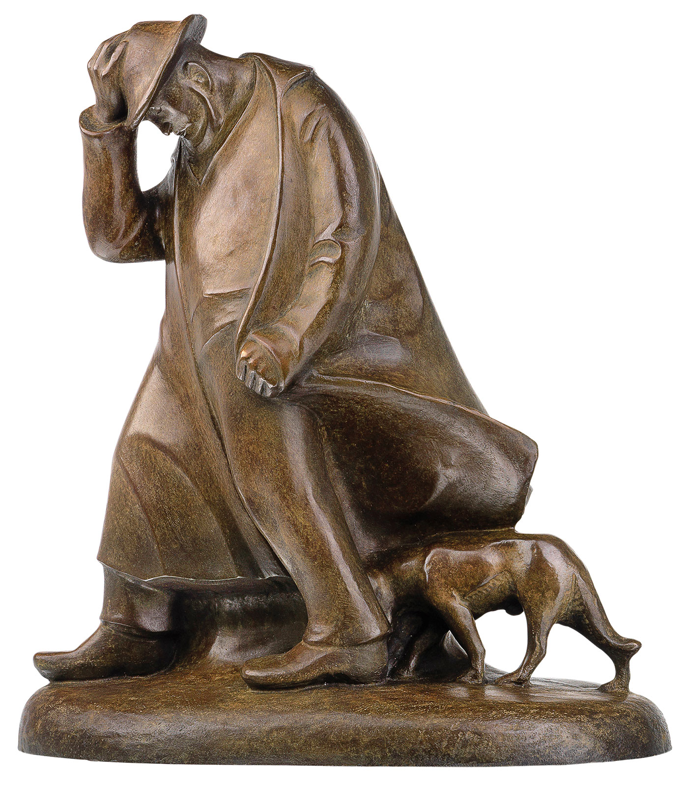 Ernst Barlach: Houten sculptuur 'Herder in de storm' (1908), reductie in brons