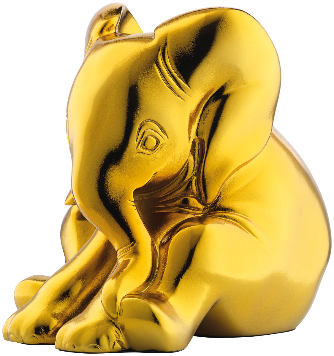 Jagna Weber: sculptuur 'Kleine olifant', gegoten versie in metallic goud