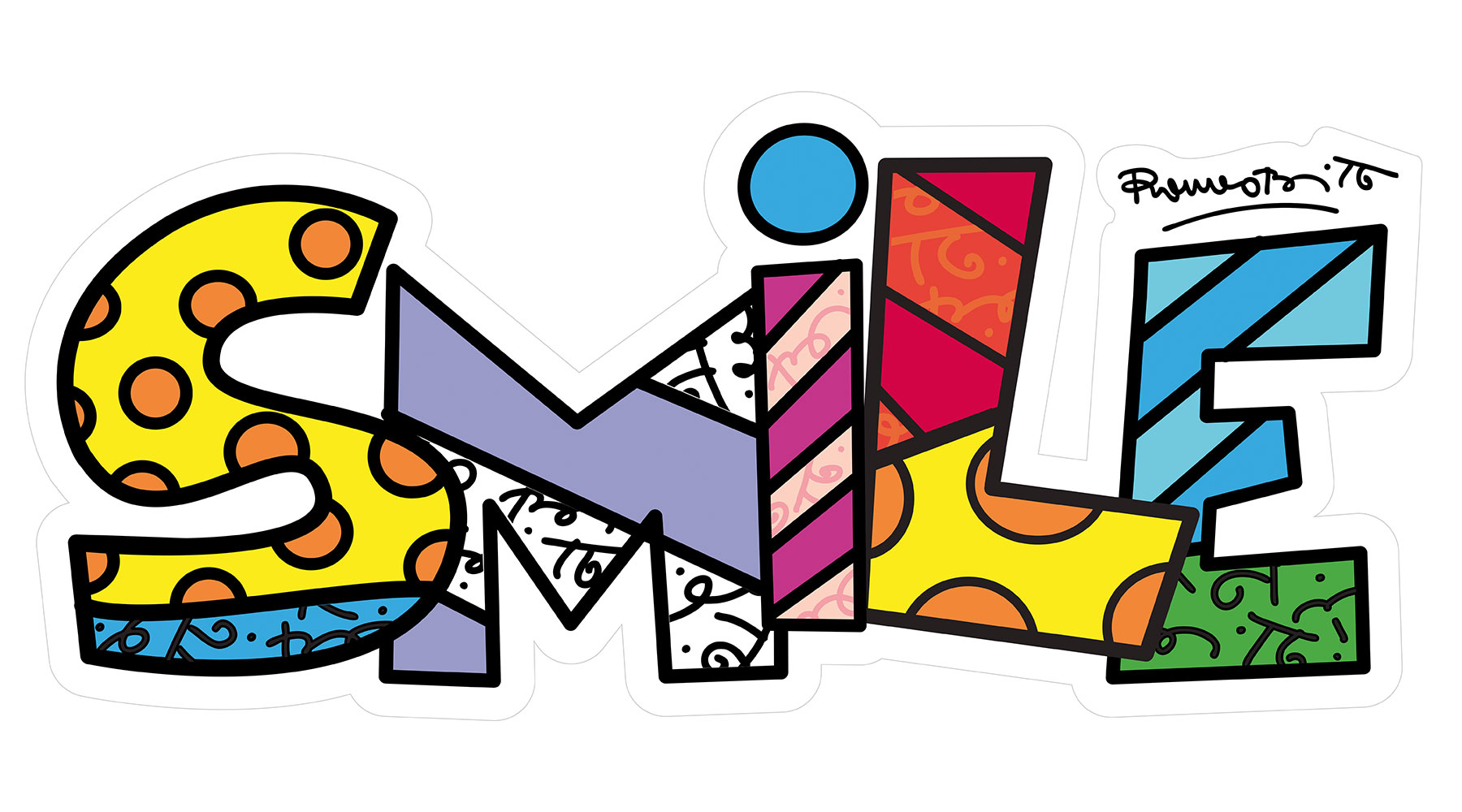Romero Britto: Art Panel / Wandobjekt 'Smile'