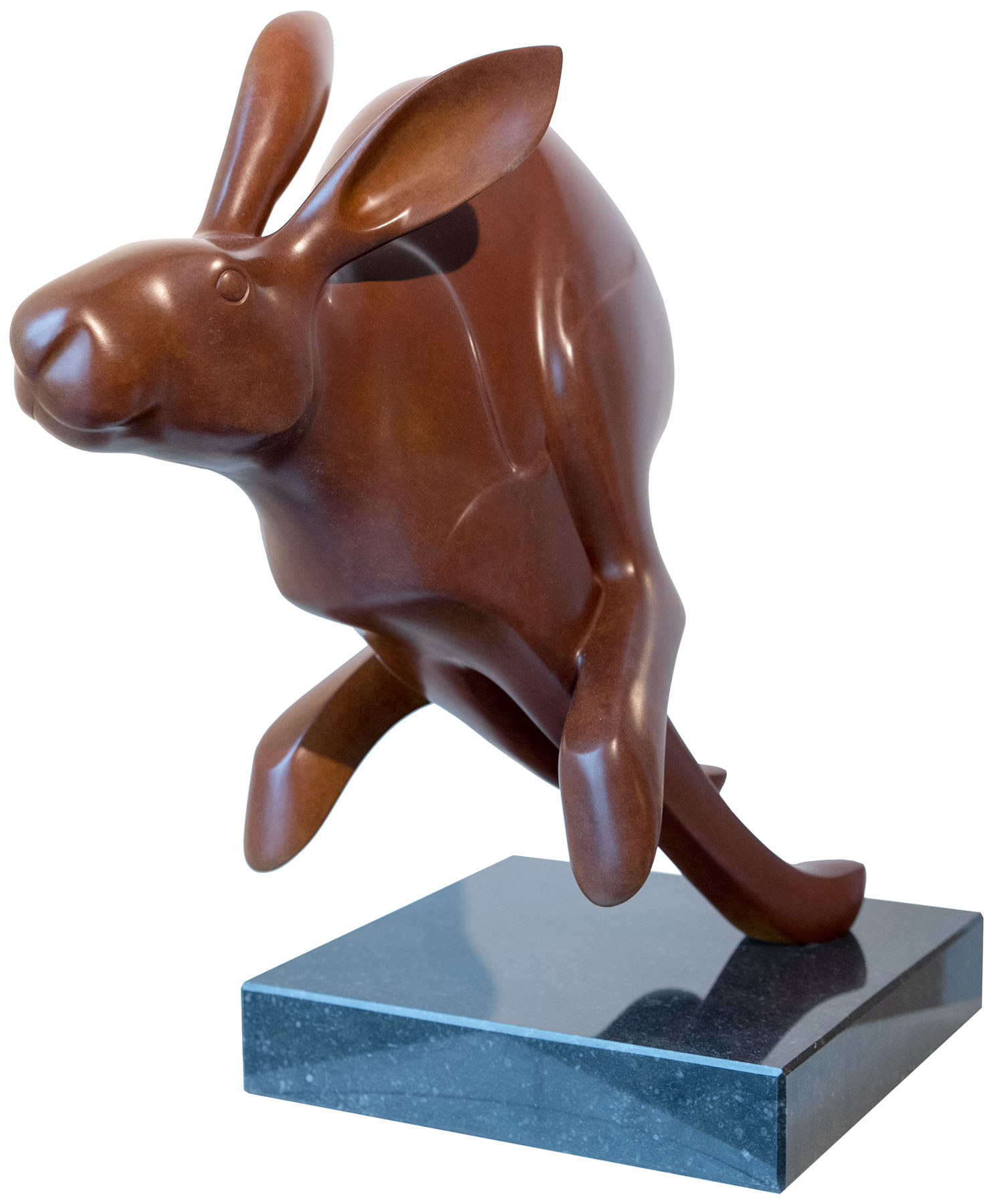 Evert den Hartog: Sculptuur 'Running Hare No. 3', bruin brons