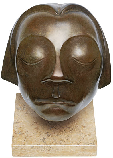 Ernst Barlach: Skulptur "Huvudet på Güstrows hedersmonument", reduktion i brons