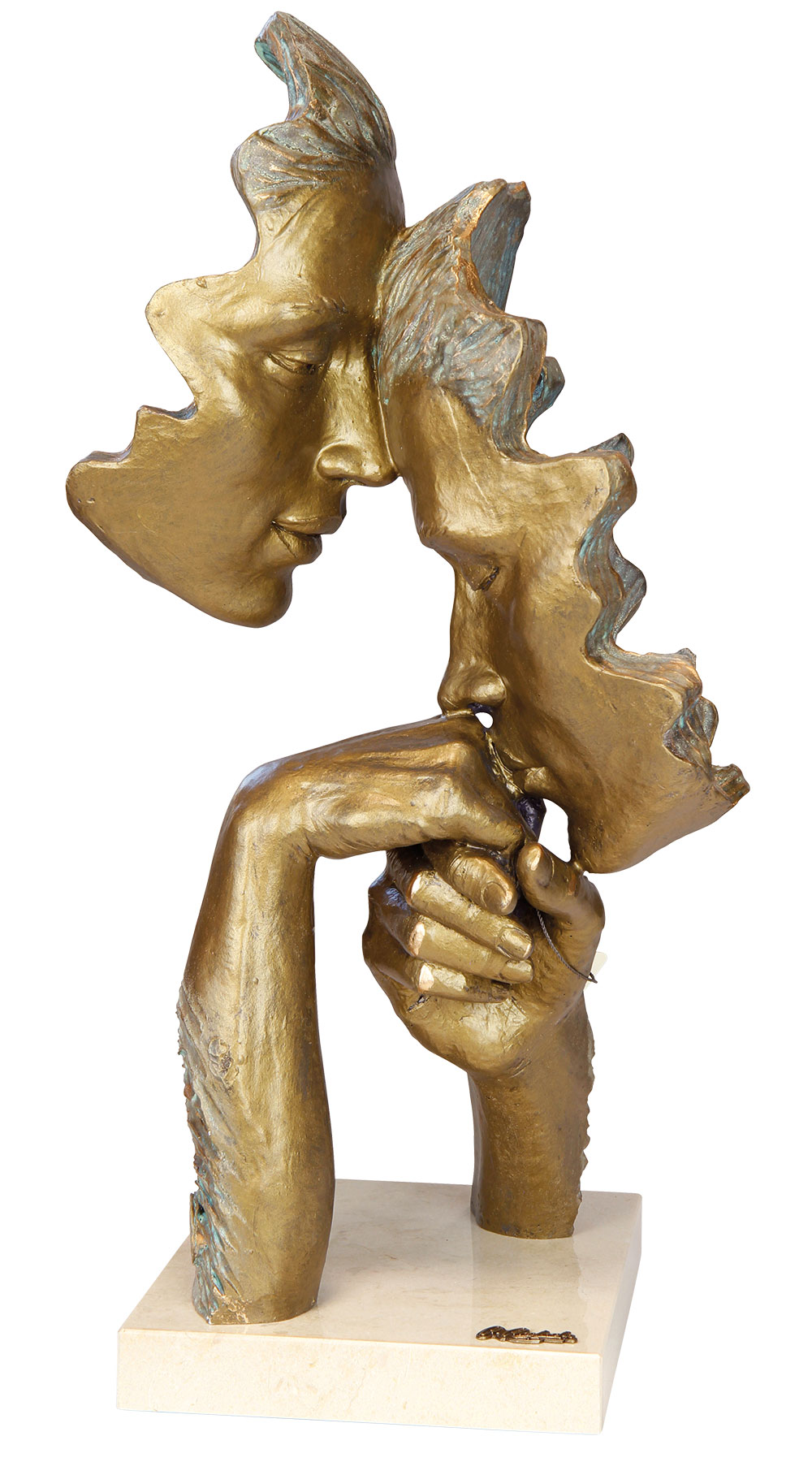 Angeles Anglada: Skulptur 'Vertrautheit', Kunstguss Steinoptik