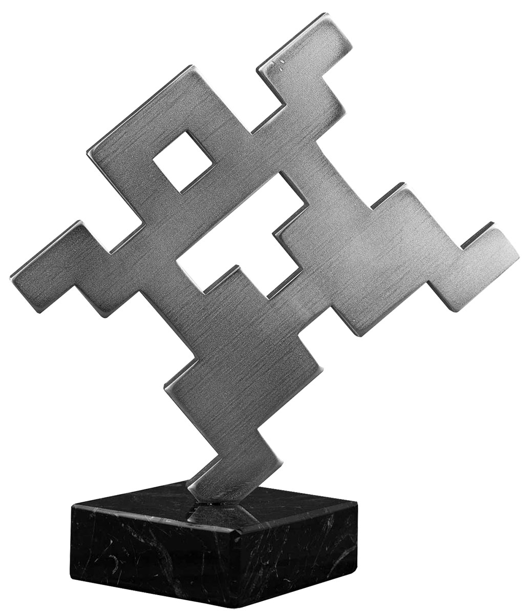 Guido Häfner: Sculptuur 'Pixel Cube - Pixelini', roestvrij staal