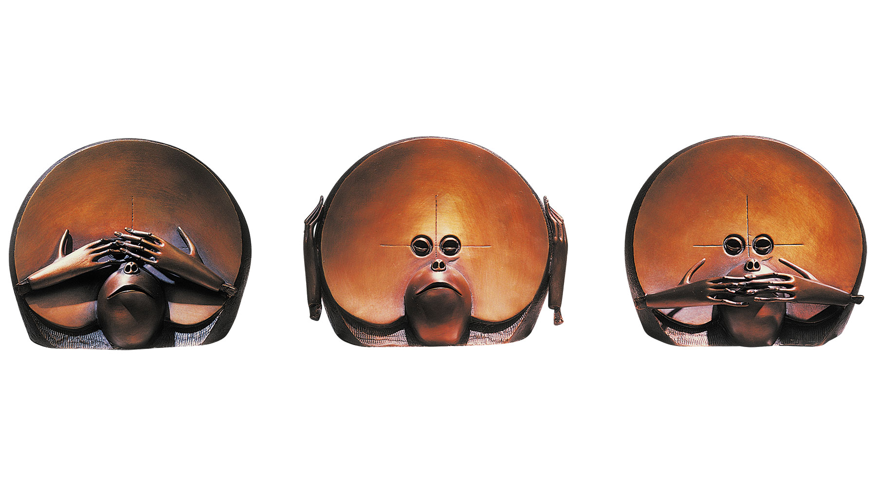 Paul Wunderlich: Skulpturengruppe 'Nicht Sehen - Nicht Hören - Nicht Sprechen', Bronze