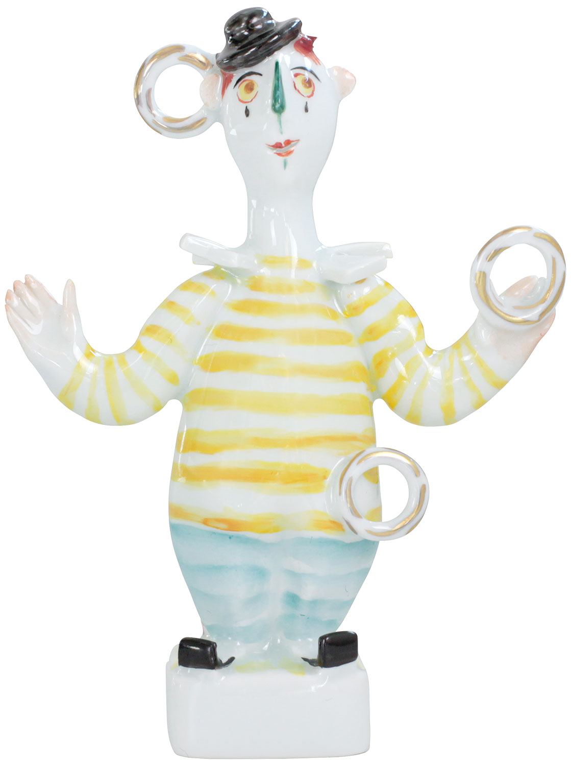 Peter Strang: Skulptur 'Clown mit Ringen', Porzellan