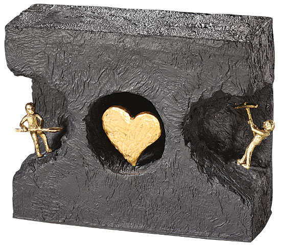 Kerstin Stark: Sculptuur 'Zueinander finden', brons met kunststeen