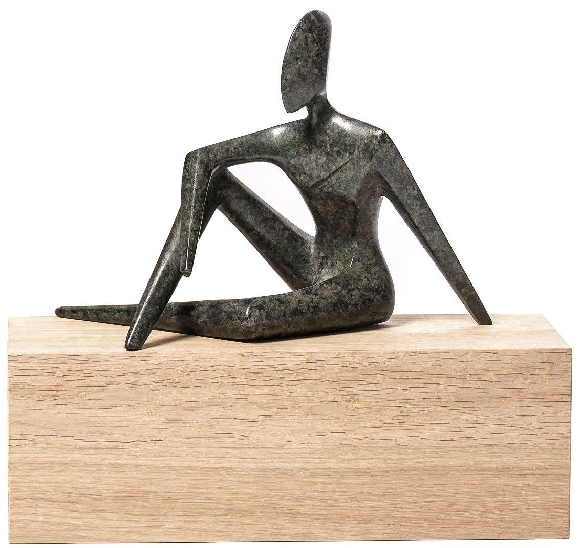 Guy Buseyne: Sculptuur 'Elle', brons op hout