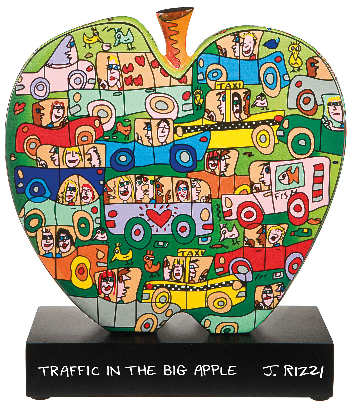 James Rizzi: Porseleinen object 'Verkeer in de grote appel', sculptuur