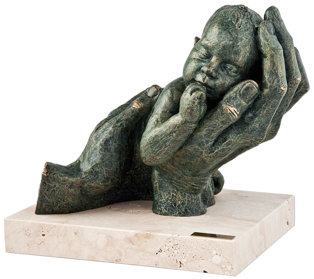 Angeles Anglada: Skulptur 'Erste Träume', Kunstguss Steinoptik