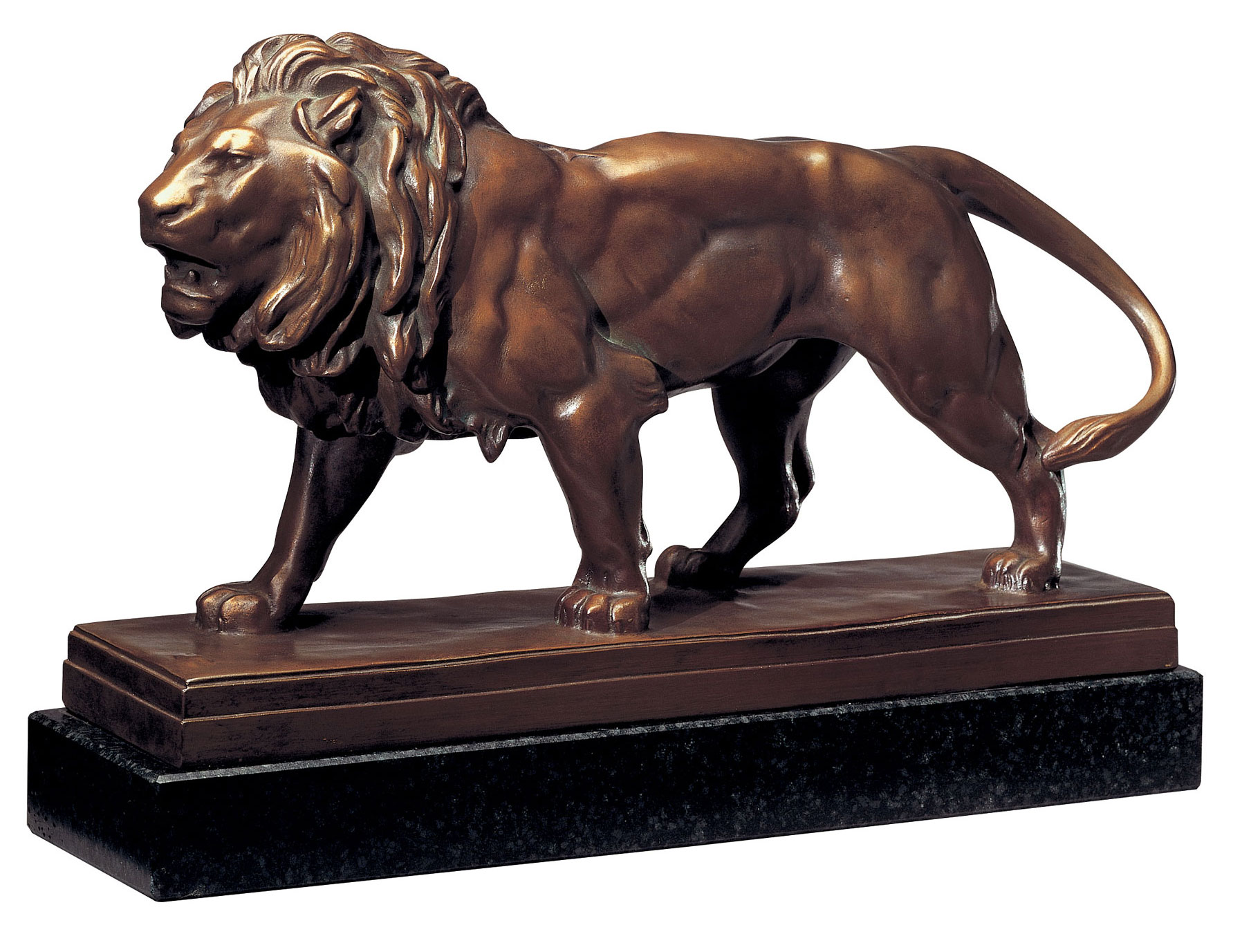 Antoine-Louis Barye: Skulptur 'Attackierender Löwe', Kunstbronze