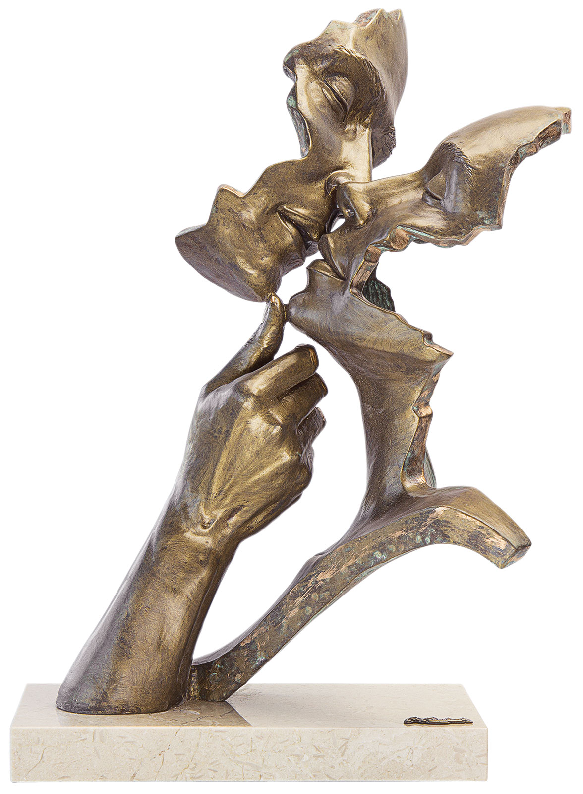 Angeles Anglada: Skulptur 'Vereint', Kunstguss Steinoptik