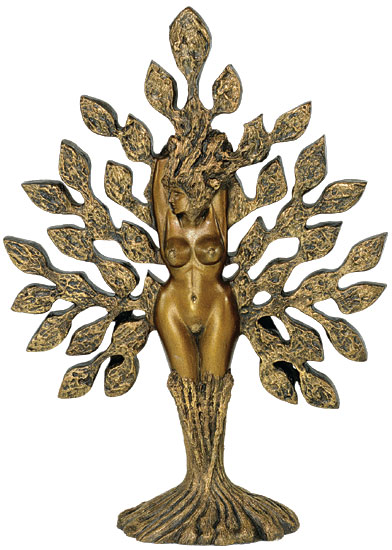 Ernst Fuchs & Joseph F. Askew : Sculpture 'Tree of Life', version en marbre moulé peint en or