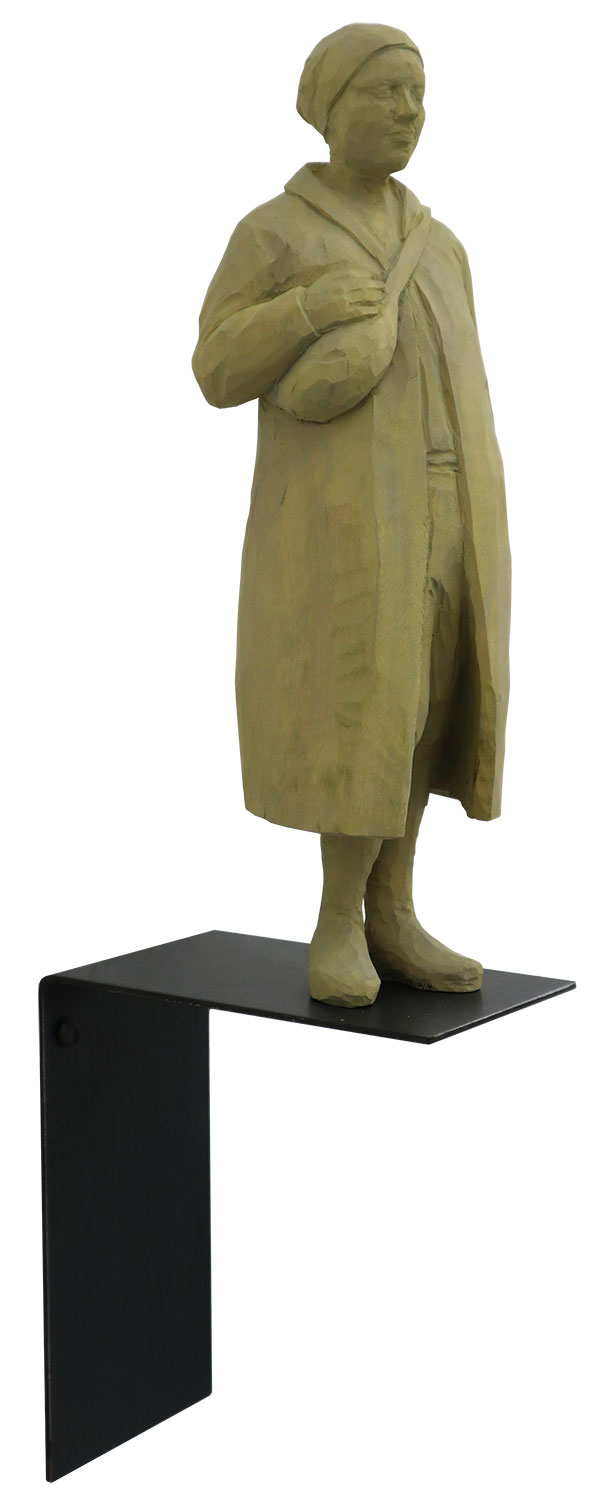 Johanna Schelle: Houten sculptuur met hoek voor wandmontage 'Body#308.4/4' (2023)