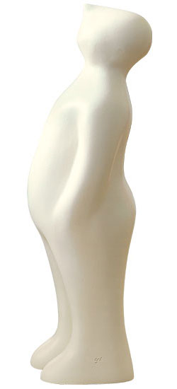 Guido Deleu: Keramisch beeldje 'De Bezoeker' (miniversie, hoogte 18,5 cm, wit), sculptuur