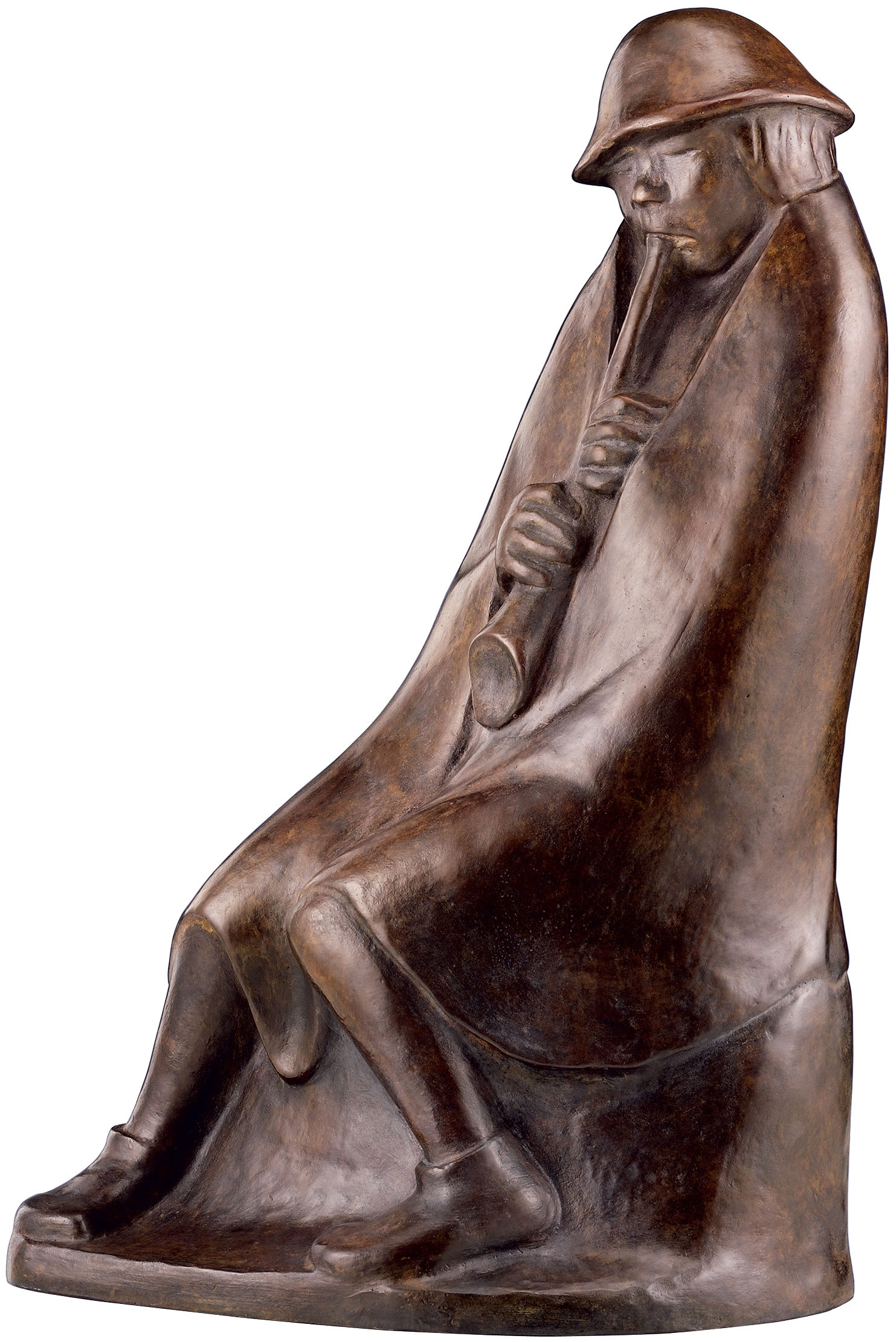 Ernst Barlach : Sculpture 'Le souffleur de flûte' (1936), réduction en bronze