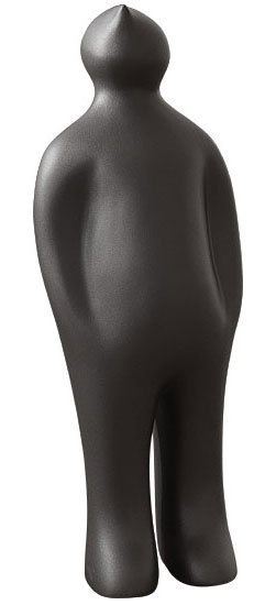 Guido Deleu: Keramisch beeldje 'De Bezoeker' (mini-versie, hoogte 18,5 cm, grafiet), sculptuur