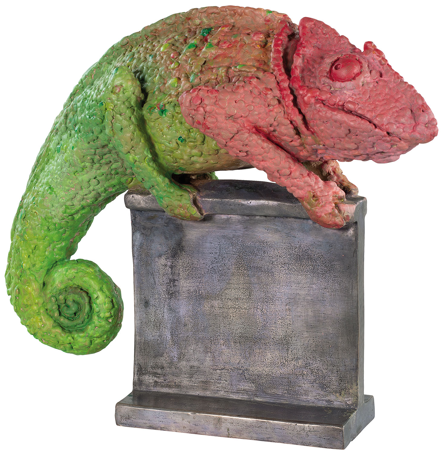 Bruno Bruni: Skulptur 'Chamäleon Rot-Grün', Bronze handbemalt