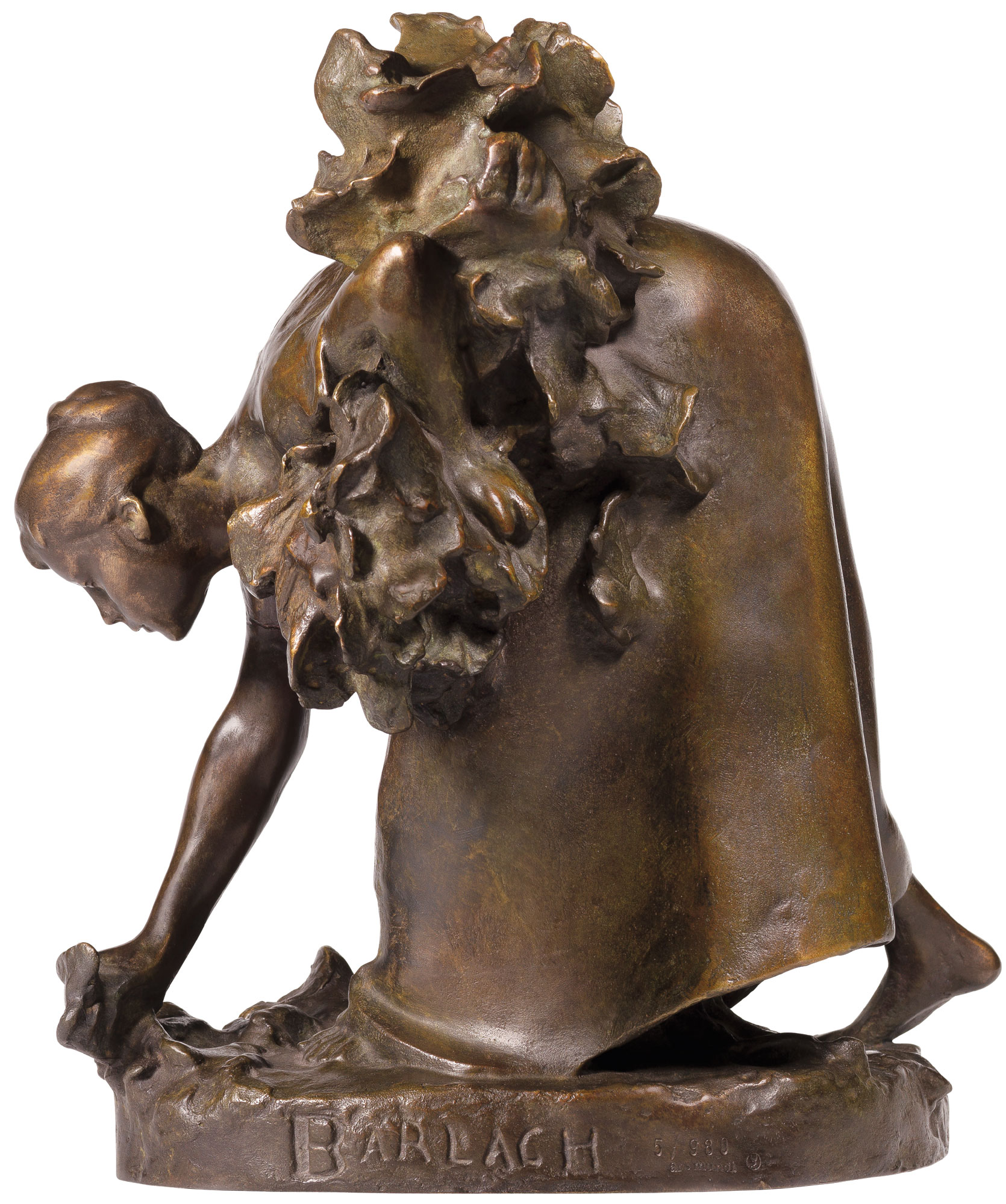 Ernst Barlach : Sculpture 'Die Krautpflückerin' (1894), réduction en bronze