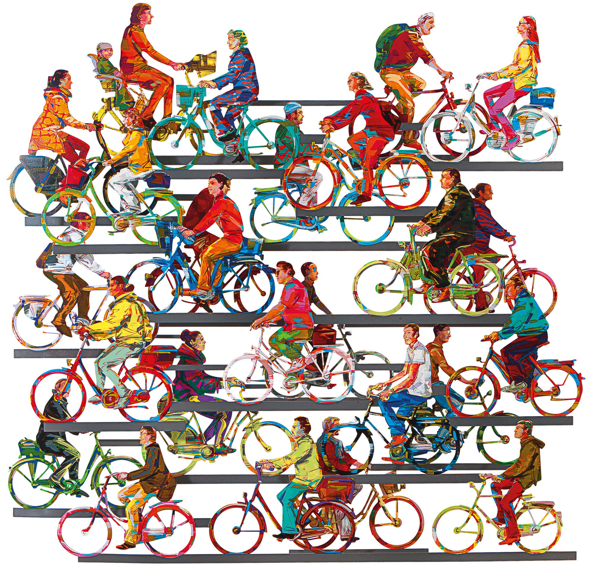 David Gerstein: 3D-Wandskulptur 'City on wheels' (2016), Aluminium